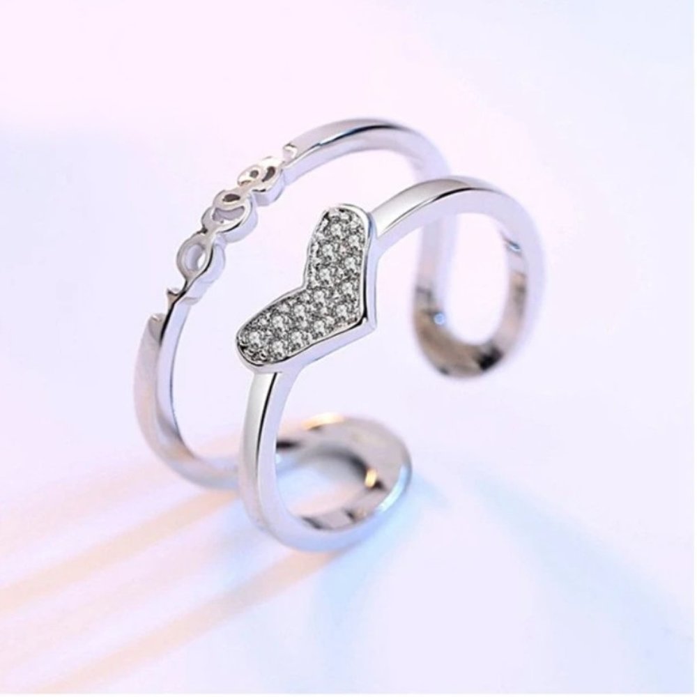 Adjustable Ring 925 Sterling Silver Heart Gift - Picture 3 of 4